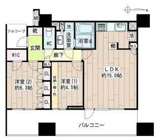 クレッセント萩中【9階】の間取り