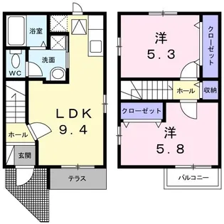 プリメール壱番館【1階】の間取り