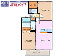 グレイス アベニュー 上浜町 B【2階】の間取り