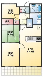 シャルマンフジリッツ夕陽丘【4階】の間取り
