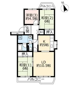 UR三郷早稲田パークハイツ【4階】の間取り