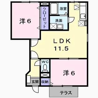 ベル・コーポ・デヌシB【1階】の間取り