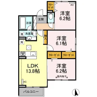 インパクト/ディープディープ【1階】の間取り