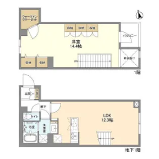 1LDKの間取り画像