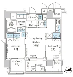 パークアクシス上野グレイスコート【13階】の間取り