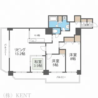 知事公館前タワーレジデンス【8階】の間取り
