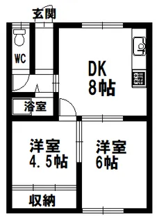 北海道釧路市堀川町6-29 平安ハイツ【1階】の間取り