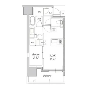 Brillia名駅二丁目【12階】の間取り