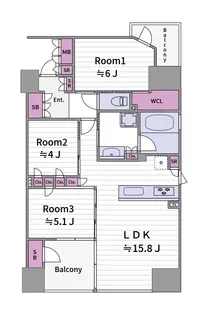 リバーガーデン四天王寺【2階】の間取り