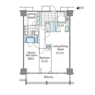 コンフォリア新宿イーストサイドタワー【23階】の間取り