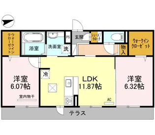 ヴェルソー唐崎【1階】の間取り