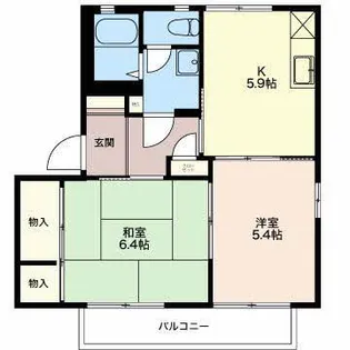 ディアスポムB【2階】の間取り