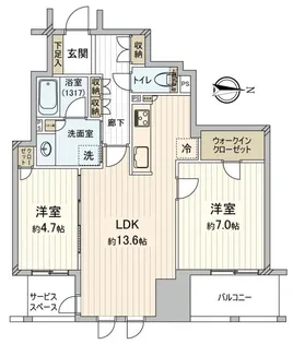 グランサンクタス淀屋橋【10階】の間取り