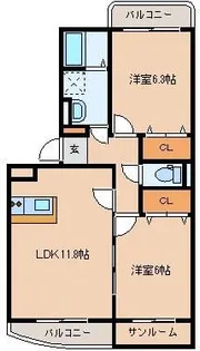 ユーミーマンションカシマ【1階】の間取り