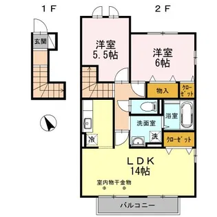 イースト コテージ【2階】の間取り
