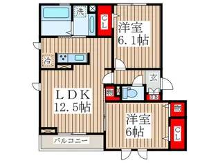 グリ-ンパレス宮沢【3階】の間取り