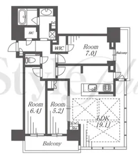 グランドメゾン新梅田タワーTHE CLUB RESIDENCE【24階】の間取り