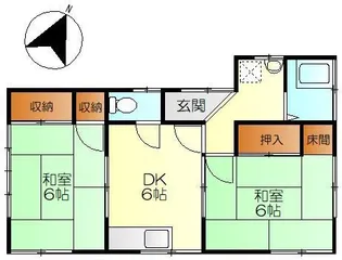 阿賀北6丁目6番アパート【1階】の間取り