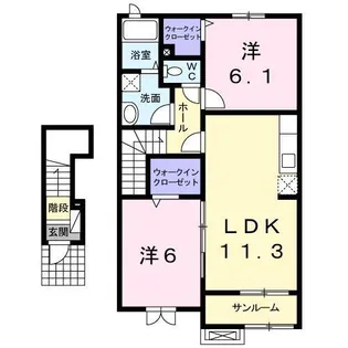 ヌーベルカクマンB【2階】の間取り