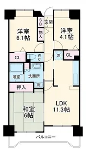 セルテシティオ越谷【3階】の間取り