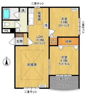 スリーフラット235【1階】の間取り