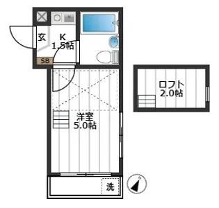 レオパレス仲町【2階】の間取り