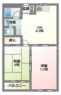 コーポ城垣【3階】の間取り