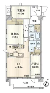 エクセレントシティ津田沼奏の杜パークフロント【5階】の間取り
