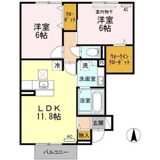 ヴィラージュ A棟【1階】の間取り