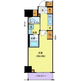 クレイシア秋葉原ラグゼスウィート【8階】の間取り