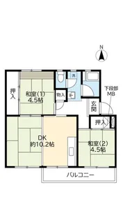 UR桂木【5階】の間取り