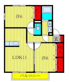 2LDKの間取り画像