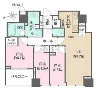 クラッシィタワー新宿御苑【11階】の間取り