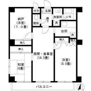 東京都北区田端新町3【マンション】の間取り