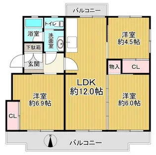 豊ヶ丘団地3-3-5号棟【4階】の間取り
