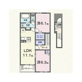 西三島2丁目アパート B棟【2階】の間取り