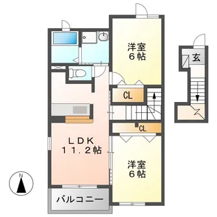 コットンハウスB【2階】の間取り