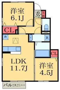 クレシア【1階】の間取り