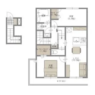 シャン・ド・フルールC【2階】の間取り