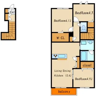 サワーソレアードB【2階】の間取り