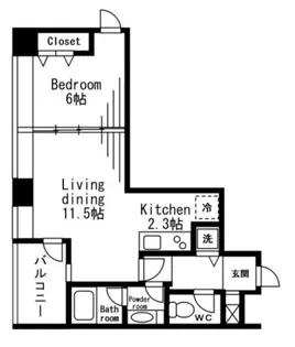 レジディアタワー麻布十番【12階】の間取り