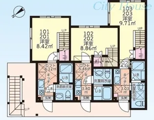 ベルジュエール町田【2階】の間取り