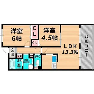 ハーヴィスカエロン【2階】の間取り