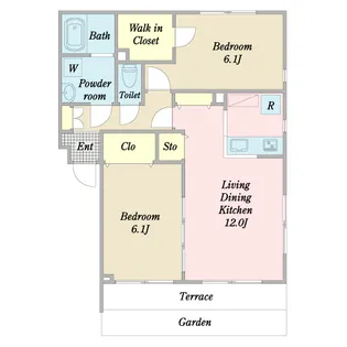 ベルーヴィルII【1階】の間取り