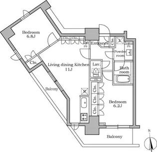 レジディア三軒茶屋【12階】の間取り