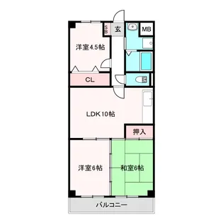 クレセントコート【2階】の間取り