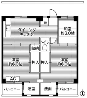 ビレッジハウス中根4号棟【3階】の間取り