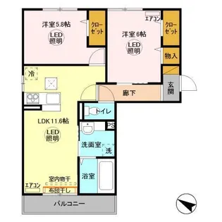 ヴィルヌーブみどりの【1階】の間取り