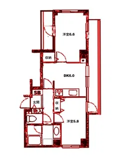 藤和シティコープ三ツ池【2階】の間取り