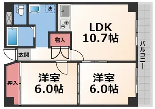 2LDKの間取り画像